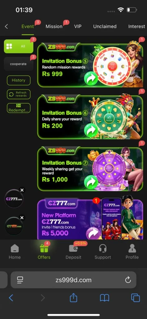 ZS999 Game Bonuses