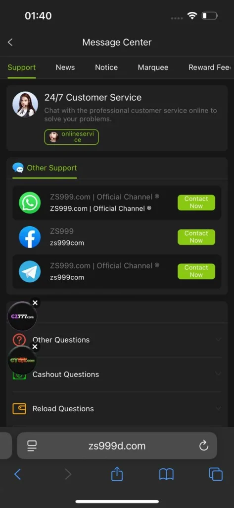 ZS999 Game Customer Support